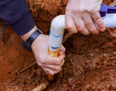 installing-a-glue-pvc-pipe-to-connect-house-to-wat